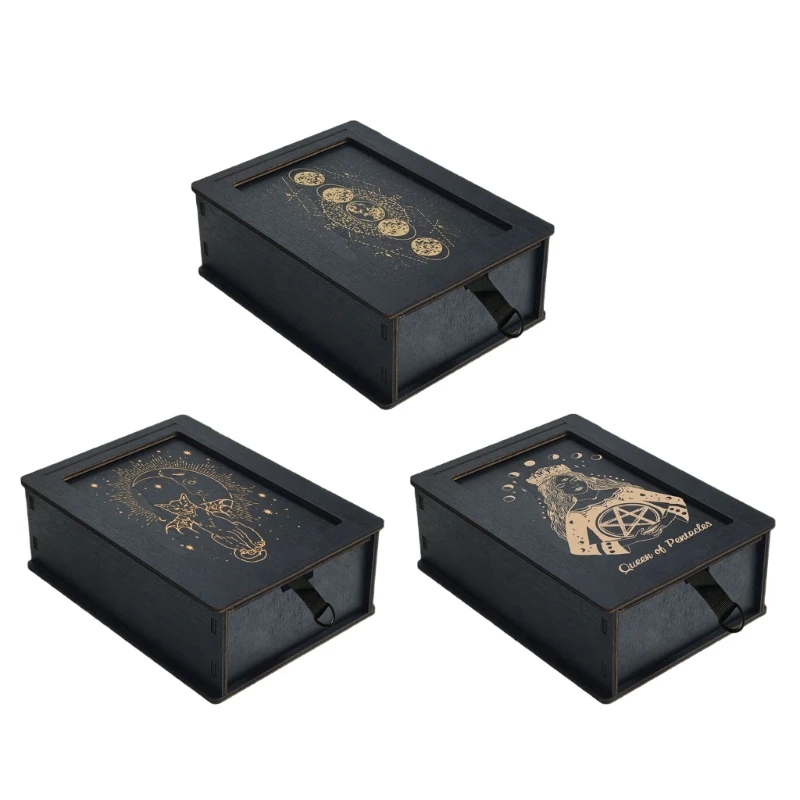 

Push Pull Tarots Card Box Astrology Box Tarots Card Storage Case for Fortune Telling, Witches Decoration