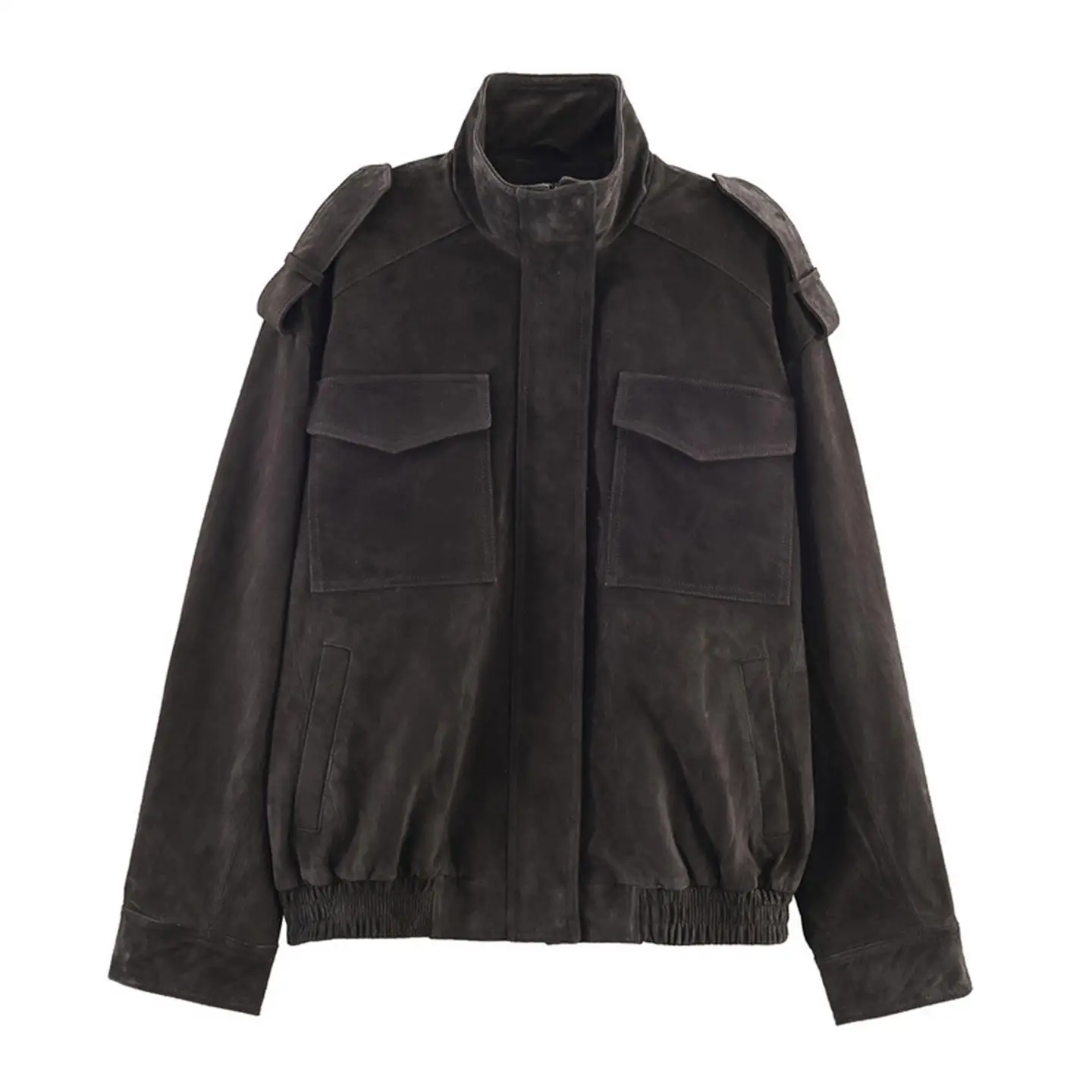 Abrigo informal holgado de corte recto de cuero para mujer, ropa de trabajo de piloto Jaet, prendas de vestir exteriores, temporada de otoño, abrigo europeo Sle ort