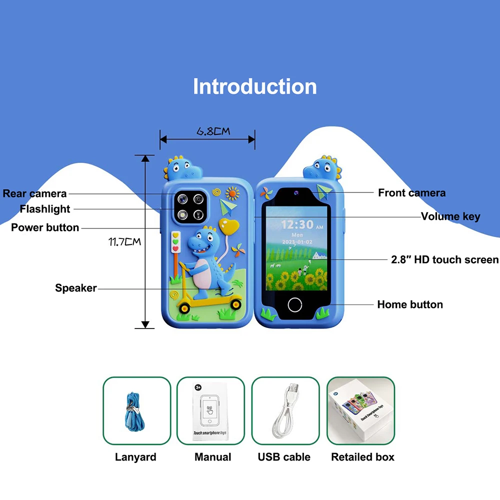 Nouveau Mini téléphone enfants jouet Musical licorne dinosaure bébé caméra Mobile lecteur MP3 jouets éducatifs enfants cadeau d'anniversaire de noël