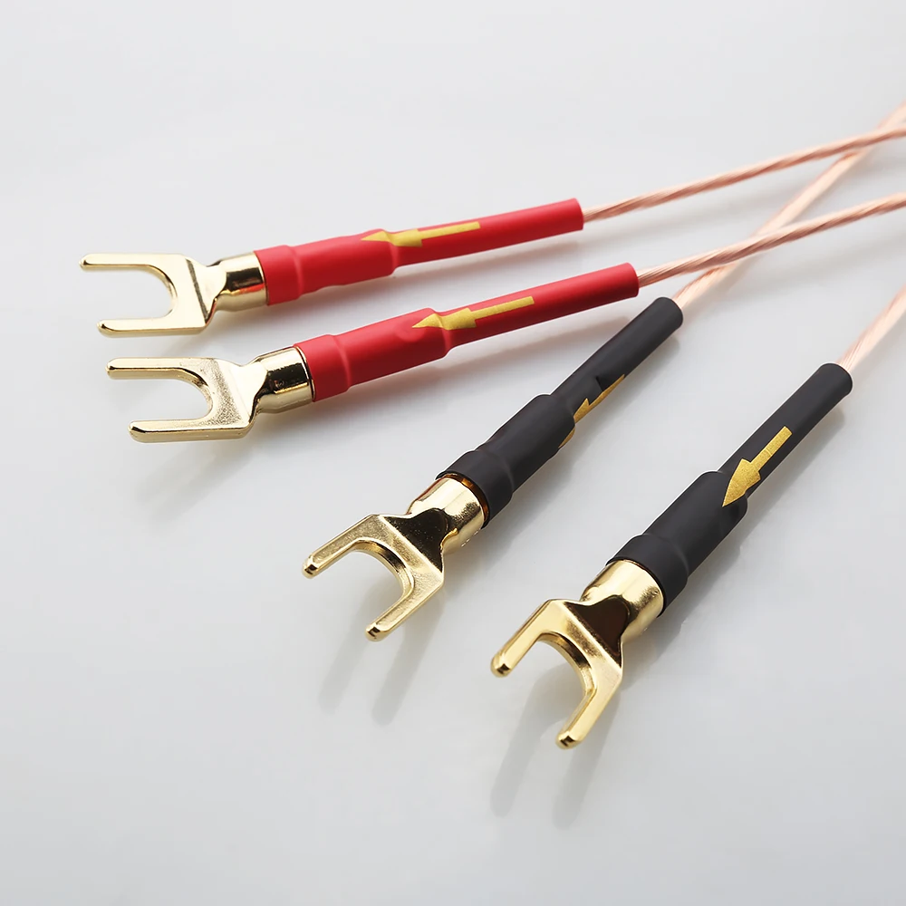 4PCS Audiocrast 9AWG 4mm² OFC Copper Speaker Jumpers Spade Banana Connector HiFi Stereo Upgrade Cable