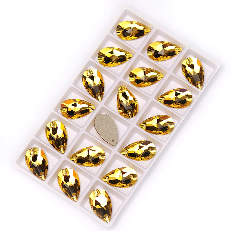 YANRUO 3230 All Sizes Lt.Topaz Teardrop Luxury Strass Flatback Sew On Crystal Stones For Garment Decoration