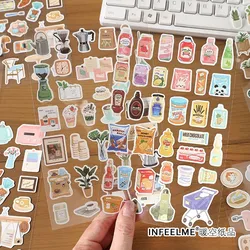 Kawaii Snacks Coffee Green Plants Stickers DIY Scrapbooking Stickers Decorative Craft Stickers for Art Craft Greeting Card 