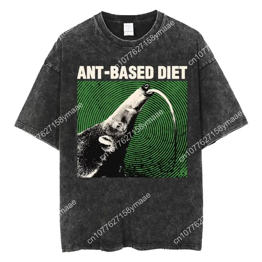 Destroy of Colonies Anteater Japanese Vintage Washed  T Shirt Men Women Fashion Casual Cozy T-shirts Harajuku High Quality T-shi