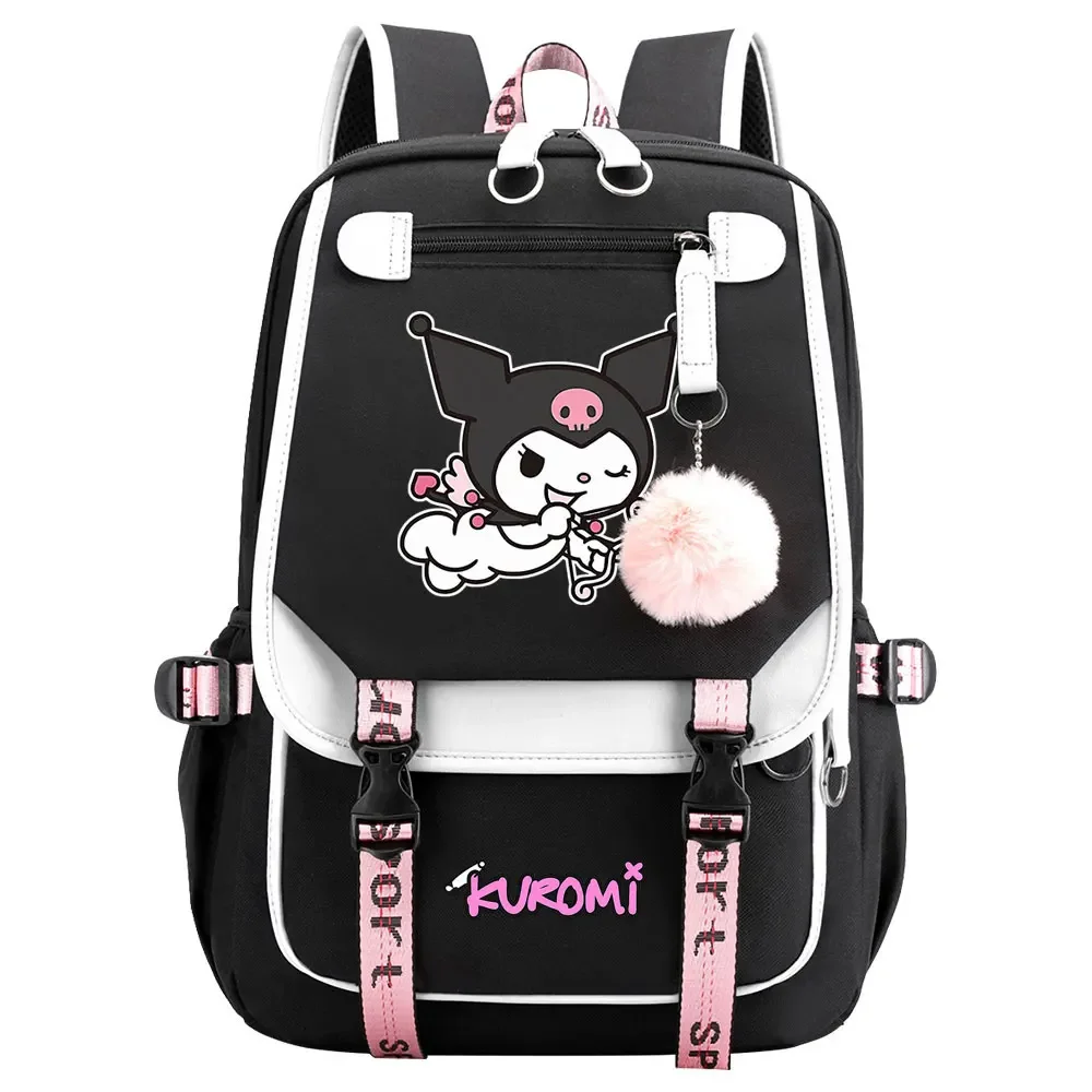 

New Kuromi Boys Girls Kids School Book Bags Women USB Bagpack Teenagers Canvas Laptop Travel Student Backpack