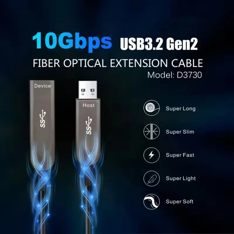 USB3.0 & 3.1 AOC Fiber Optical Data Cable 10Gbps USB3.0 Male to Female USB Extension Cable Long Length 10m 20m 50m