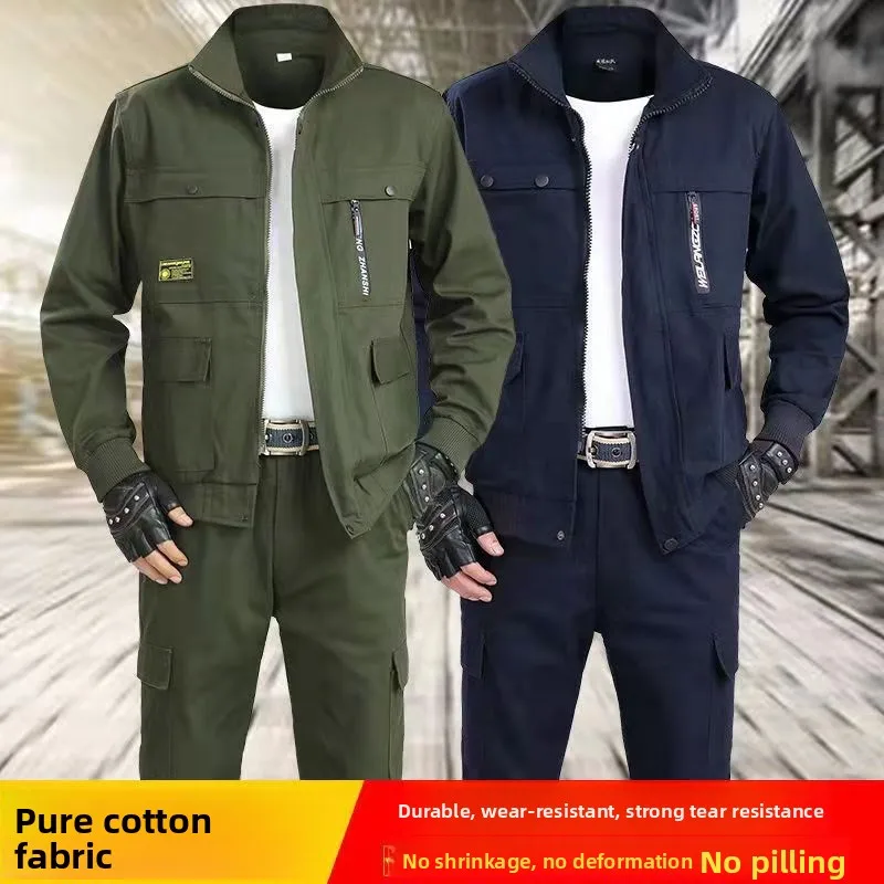 

Thiened Pure Cotton Work orm Set for Men Welding Resistant to Heat And Wear Construction Site Worker Outfit