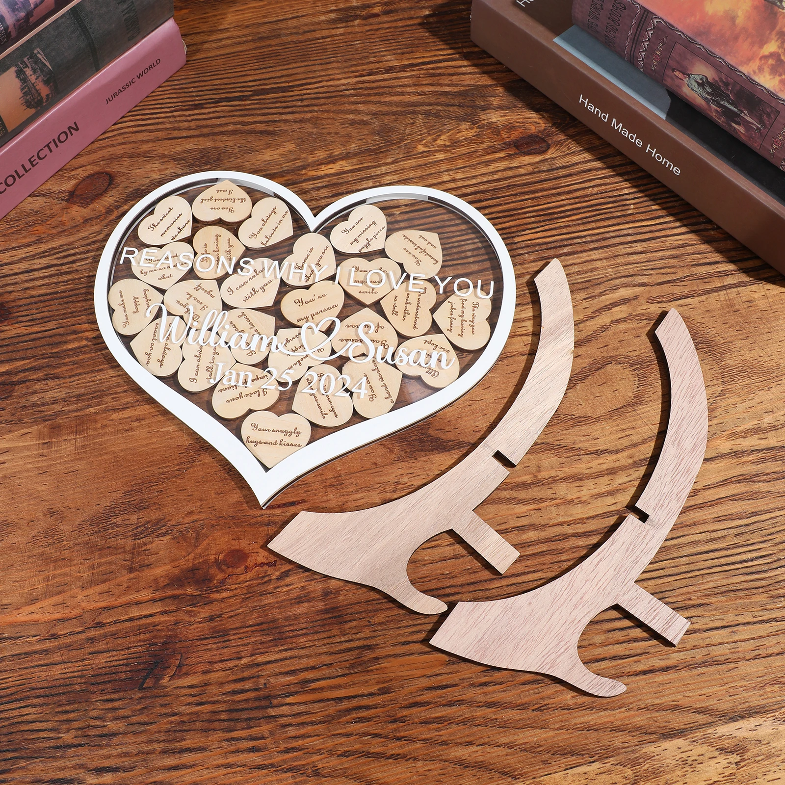 Mother's Day Gifts Custom Letters Guestbook Wood Sweet Heart Shape Why I Love You Reasons Drop Box Welcome Frames Wedding Decors