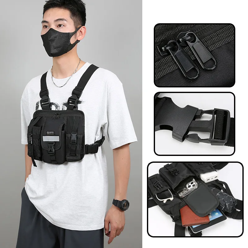 Tactical Vest Backpack Outdoor Sports Bag Cycling Bag Multi-functional Off-road Socks Puppet App Double Shoulder Chest Bag