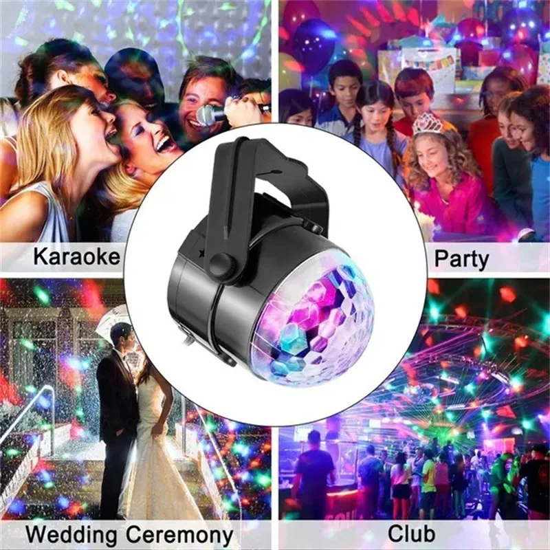 RGB Disco Ball Party Lights DJ Disco Light LED Projector Strobe Lamp Birthday Party Car Club Bar Karaoke Xmas Sound Activated