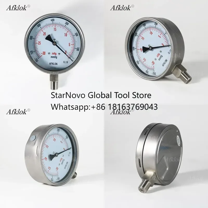 2026 Hot！ Manometer High Precision Vibration Resistant Radial Threaded Type 100mm InHg MmHgNegative Pressure Vacuum Gauge