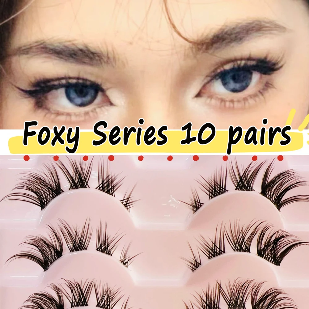 Foxy Series Fake Eyelashes 3D Curl Winged Natural Realistic Messy Eye Elongated Thick False Eyelashes 10pairs Soft False Lashes