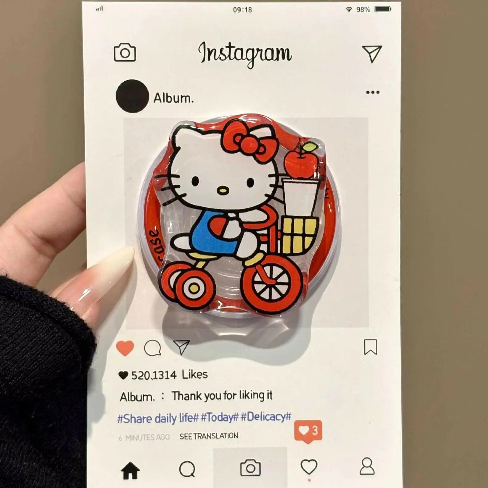 

Cartoon Sanrio Hello Kitty Magnetic Phone Holder Grip Tok Griptok Phone Stand For iPhone 17 16 Samsung for Magsafe Smart Tok