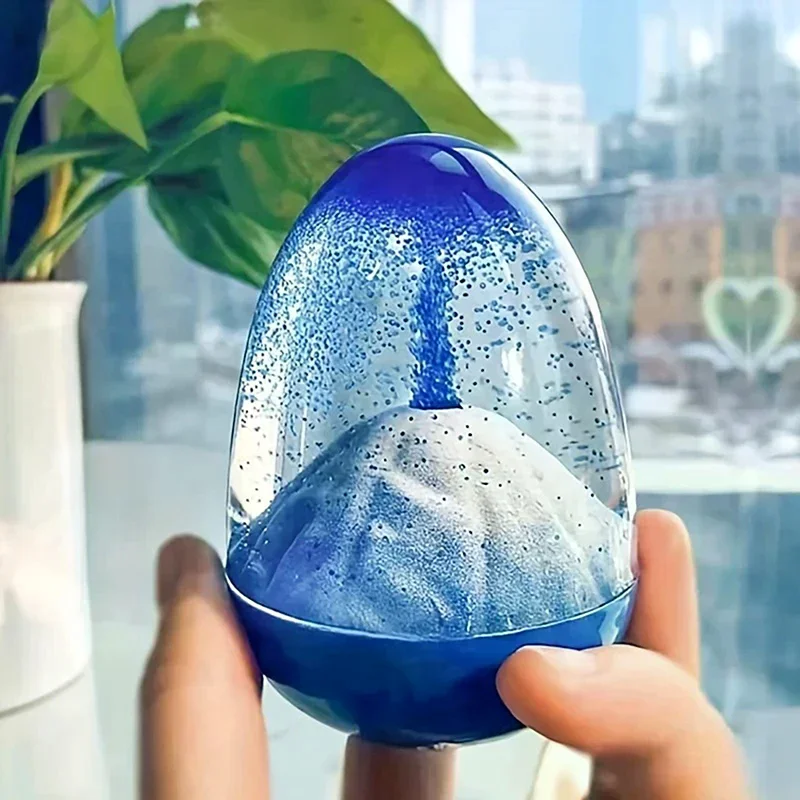 Eggshell Volcanic Eruption, Floating Sand Volcanic Eruption Ornament, Acrylic Crystal Liquid Hourglass Timer Ornament.