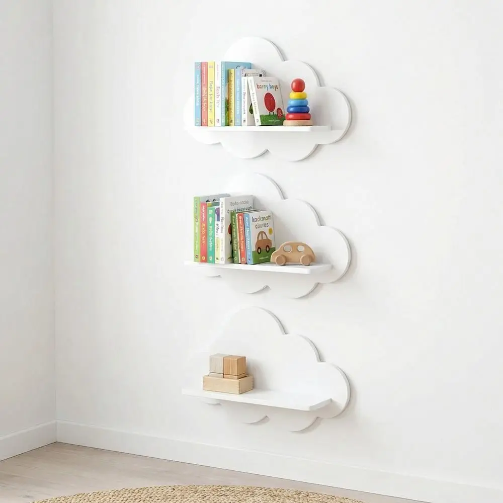 Multi-functional Wooden Wall Storage Rack Minimalist Stable Cloud Shape Shelf Durable Floating Shelf Bathroom