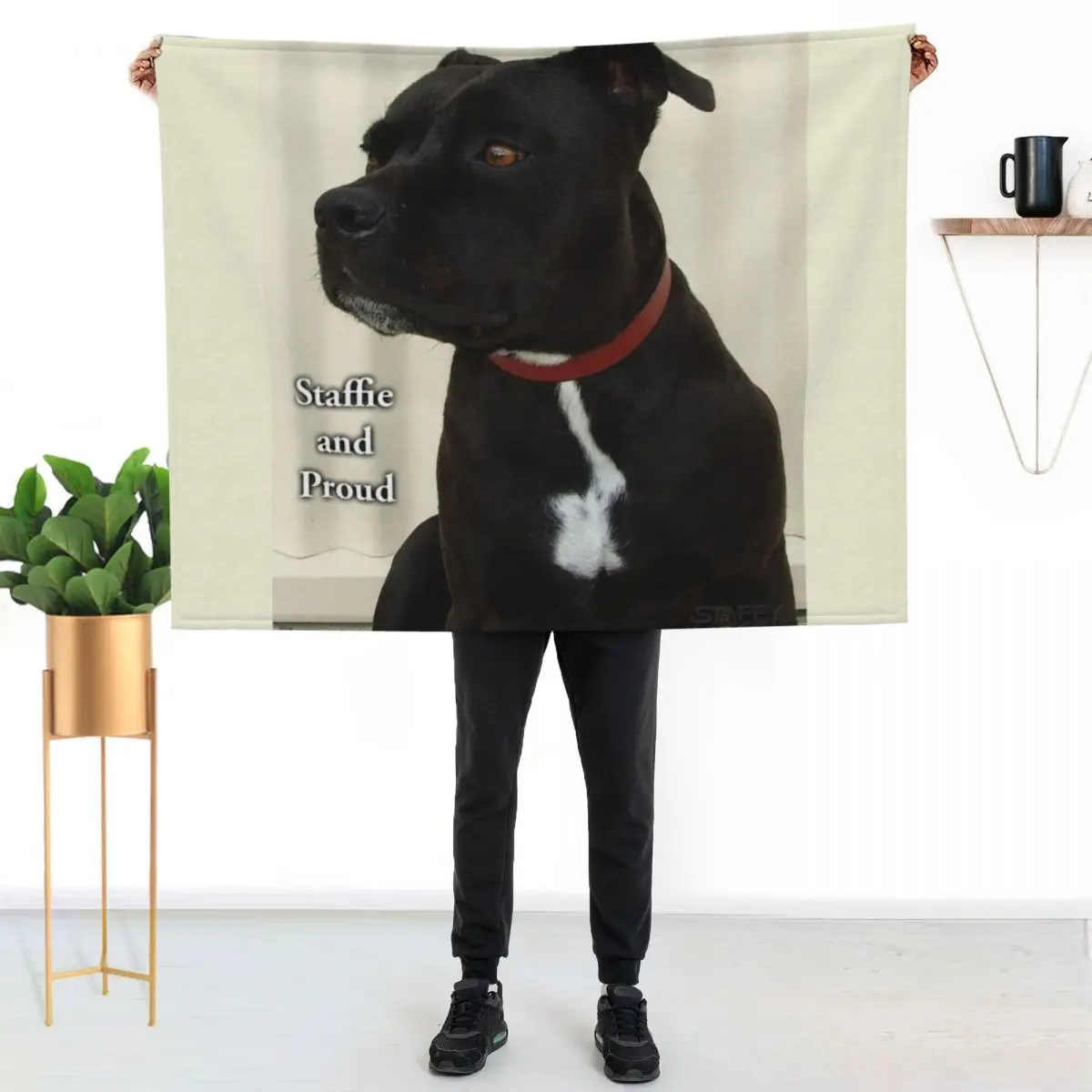 Staffie and Proud Throw Blanket anime valentine gift ideas Decorative Sofa funny gift for sofa Shaggy Blankets