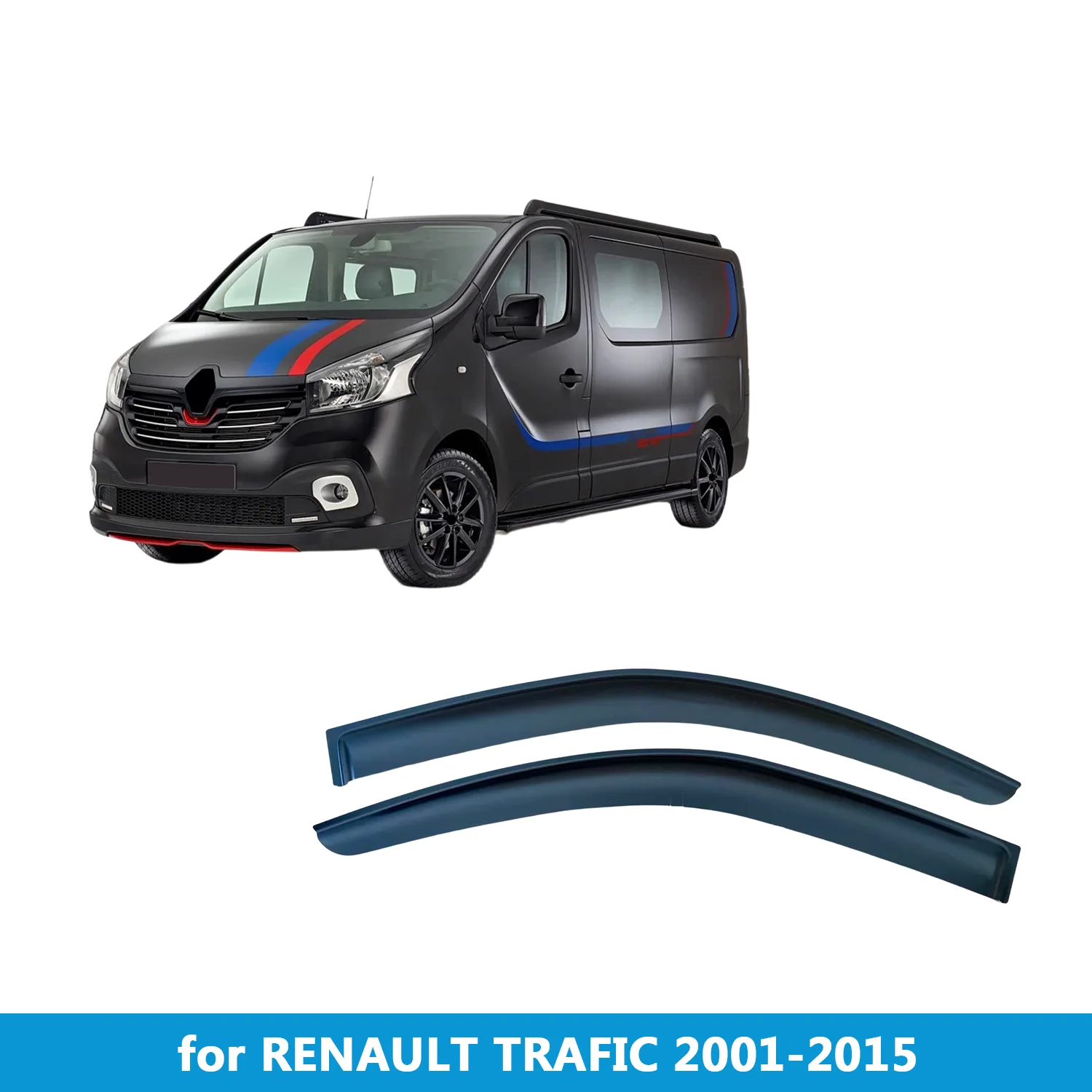 

Window Visor for RENAULT TRAFIC 2001-2015 Rain Guard Side Vent Deflector Weathershield Outside-Mount Tape On