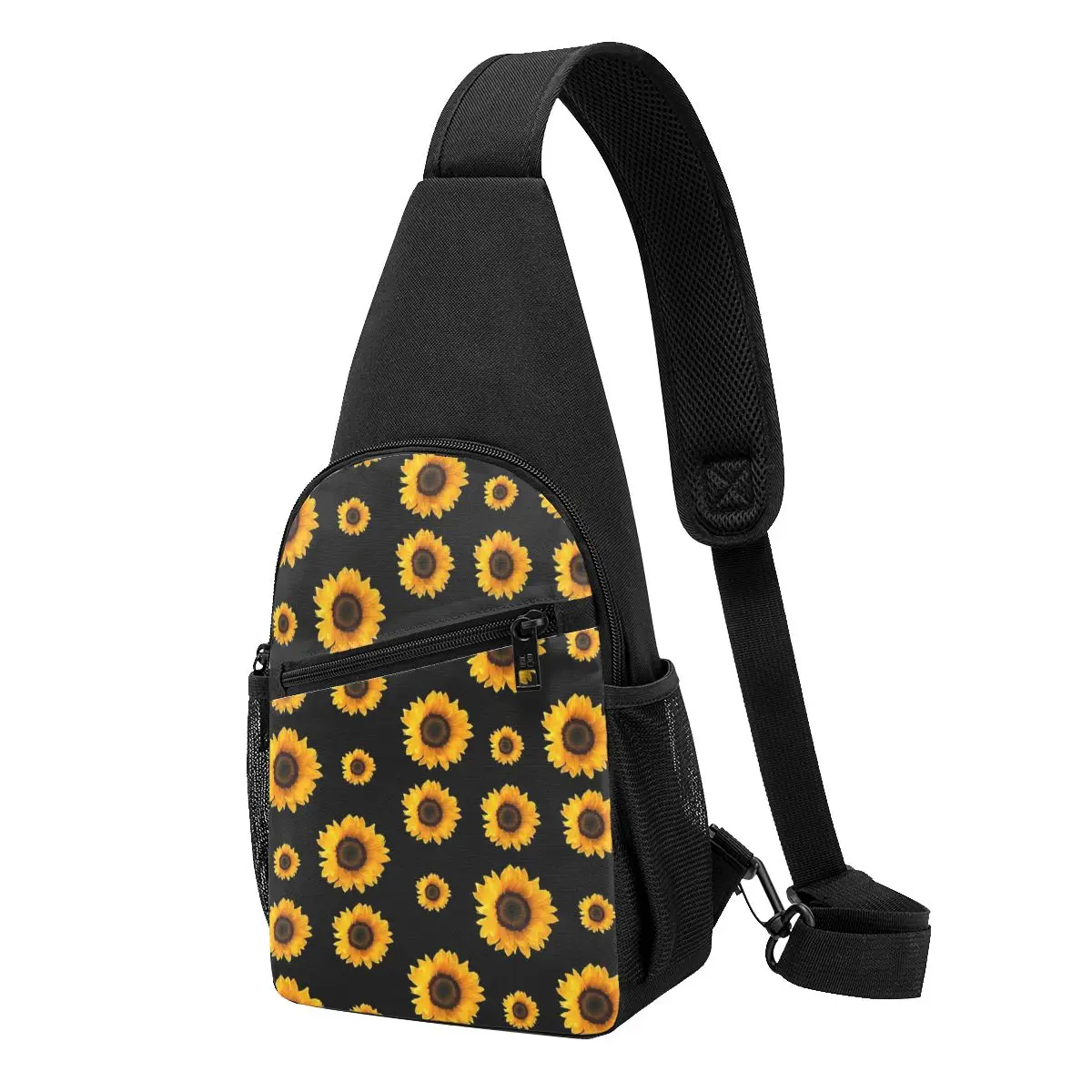 Sunflower Pattern Chest Bag Men Sling Crossbody Backpack Chest Bag Traveling Hiking Daypack Shoulder Bag