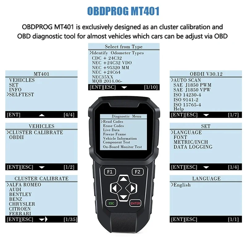 OBDPROG MT401 MT 401 Cluster Calibration Tool  Professional OBD2 Scanner Contact Me To Get The Car List Use No Need Internet