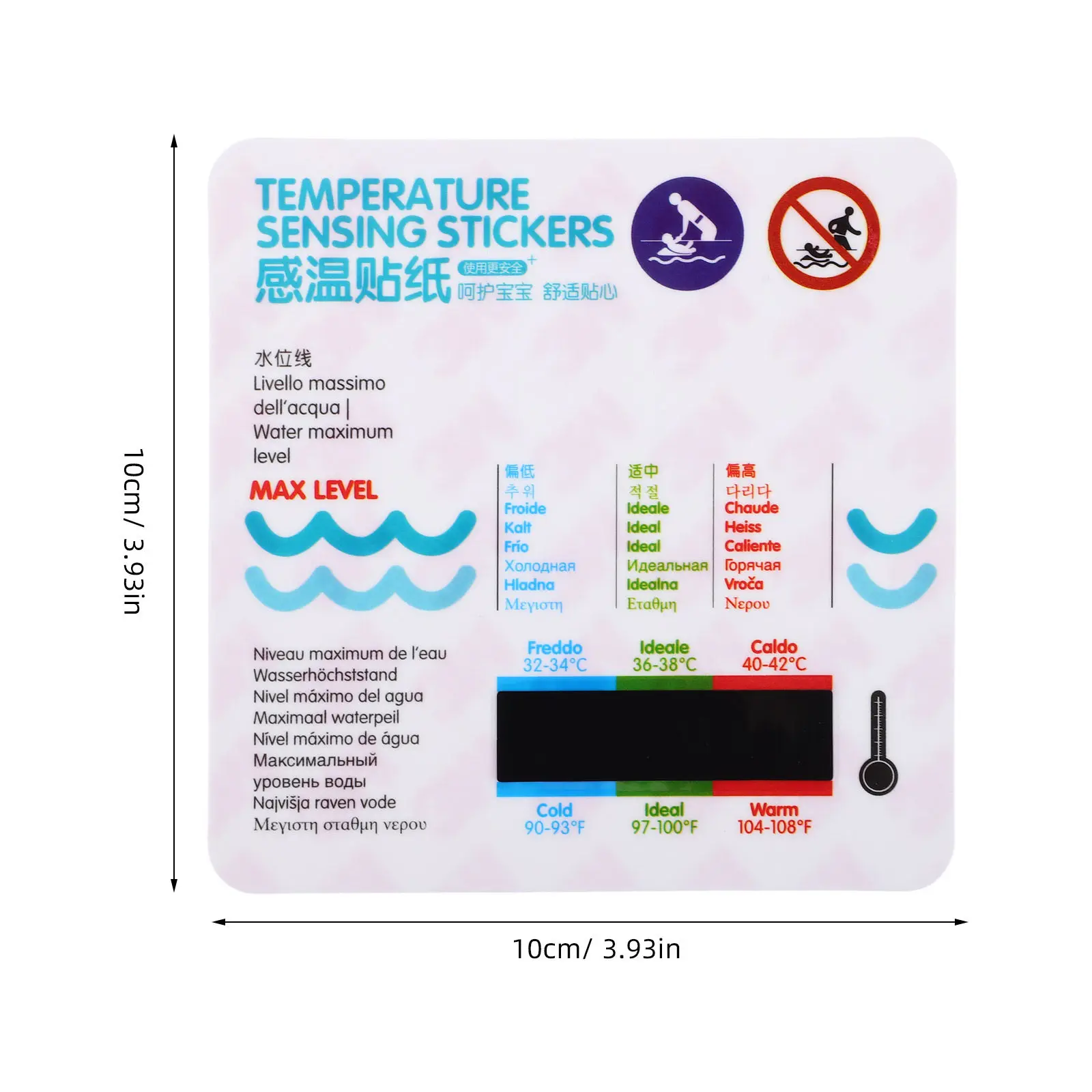 5Pcs Baby Bath Temperature Sticker Waterproof Adhesive LCD Thermometer for Tub Water Monitor Kids Bath Safety Indicator