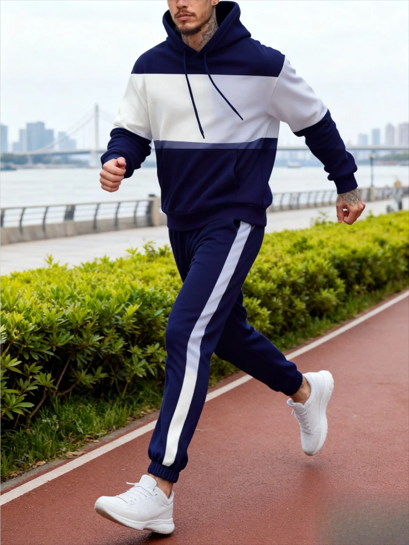 European and American Men's Digital Printing Hooded Sports Suit - High-Quality Skin-Friendly Sweatshirt Fabric