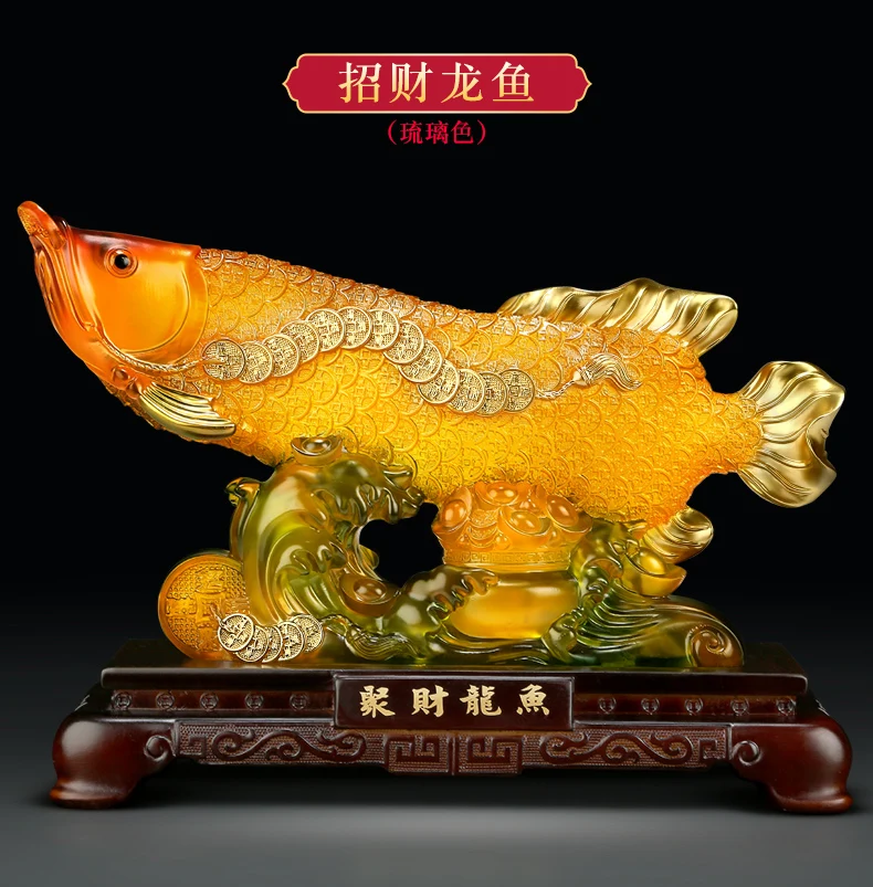 large HOME OFFICE  Company SHOP TOP Efficacious Talisman GOOD LUCK Money Drawing Arowana Golden Fish FENG SHUI decorative art