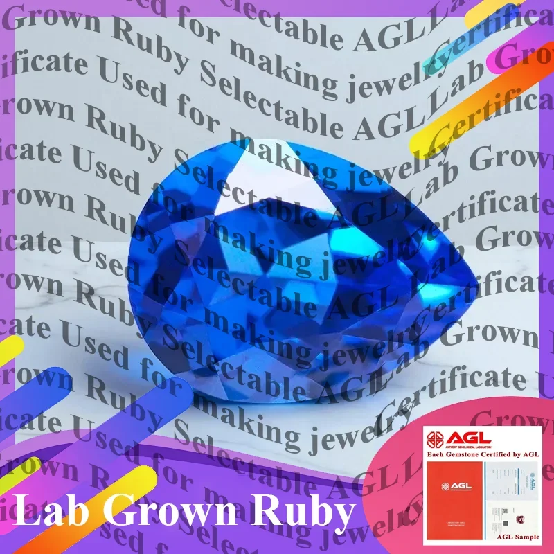 

Lab Grown Cobalt Spinel Pear Cut Gemstone for DIY Ring Necklace Earrings Main Materials Selectable AGL Certificate