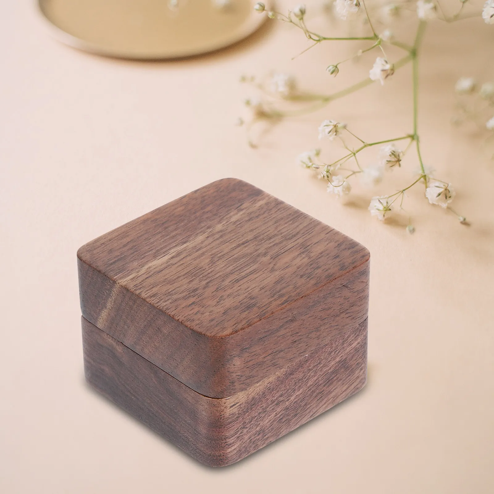 Wooden Ring Box Personalized Simplicity Cushion Insert for Engagement Wedding Proposal Travel Jewelry Storage Organizer