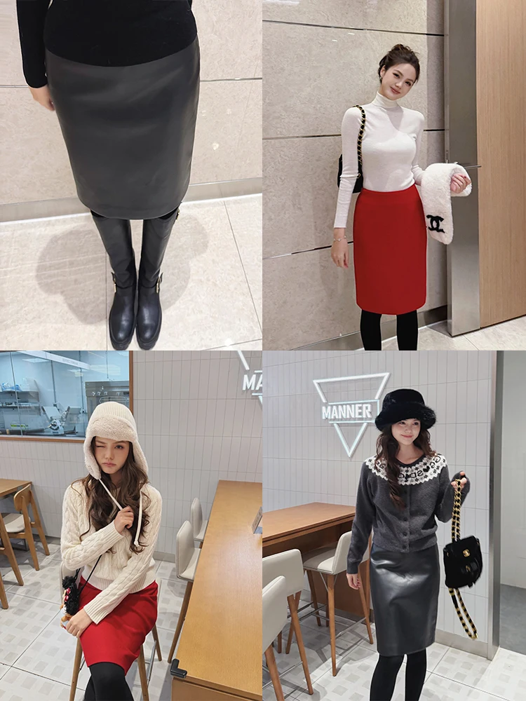 

Универсальная прямая шерстяная юбка для женщин, осень-зима 2025, новая модель, стройнящая, с упрощенным дизайном