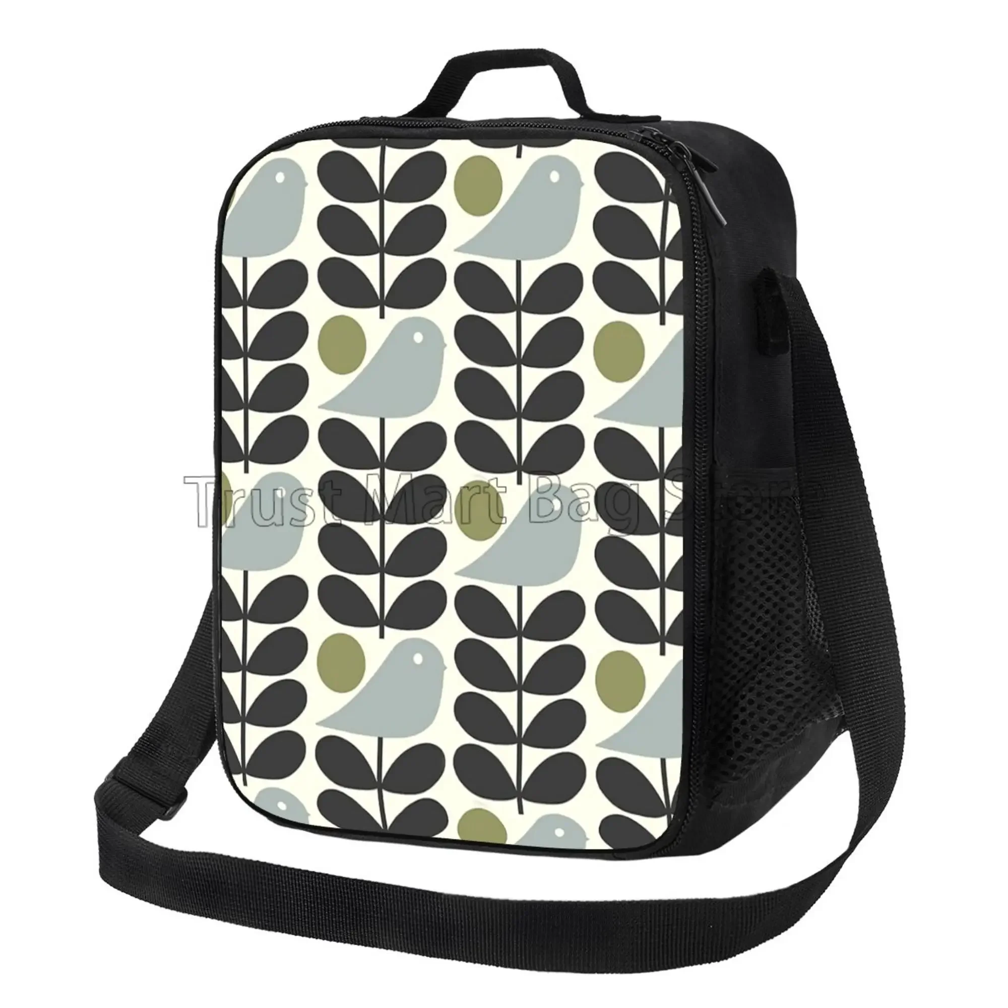 Orla Kiely Colorful Leaf Pattern Portable Lunch Box Bag Reusable Thermal Bento Tote with Adjustable Strap for Work Picnic Travel