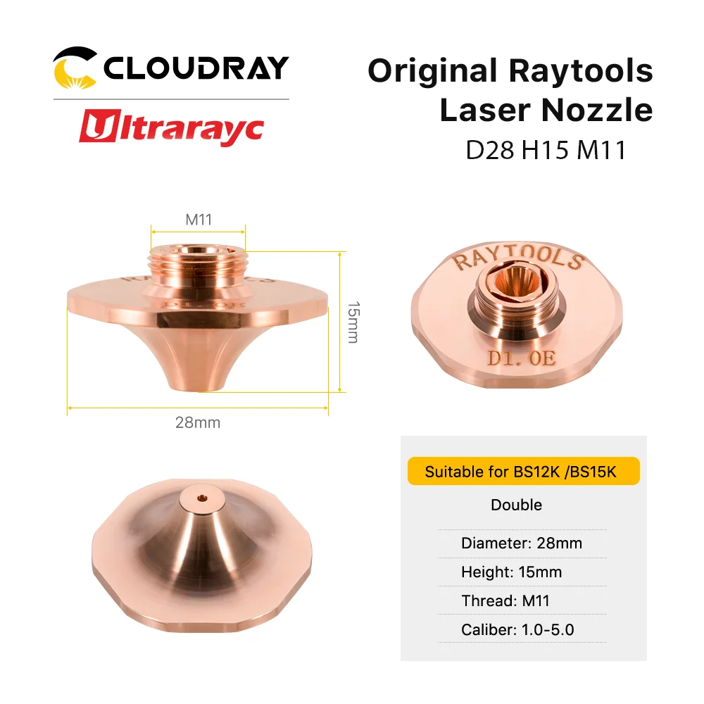 Oryginalna dysza laserowa Raytools Dia.28mm H15 M11 kaliber 1.2 do 1.8mm sześciokątny dla MS dysza tnąca laserowy dla BS04K BM114