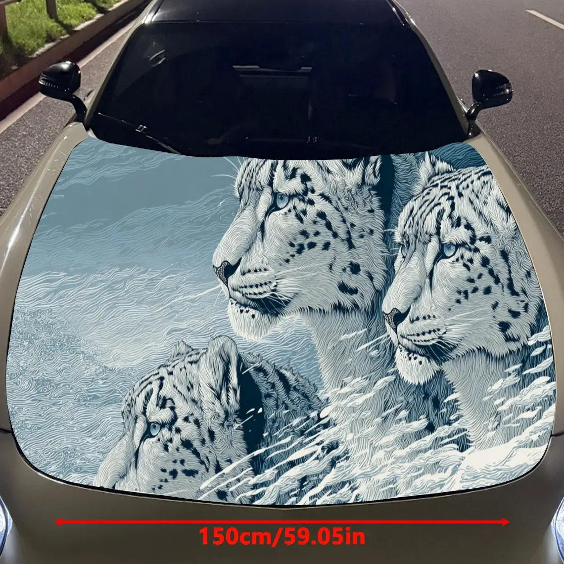 Three panthers in the snow Car Hood Vinyl Stickers Car Surface Protection Decal Car Decoration Cover Vinyl Wraps Waterproof Self