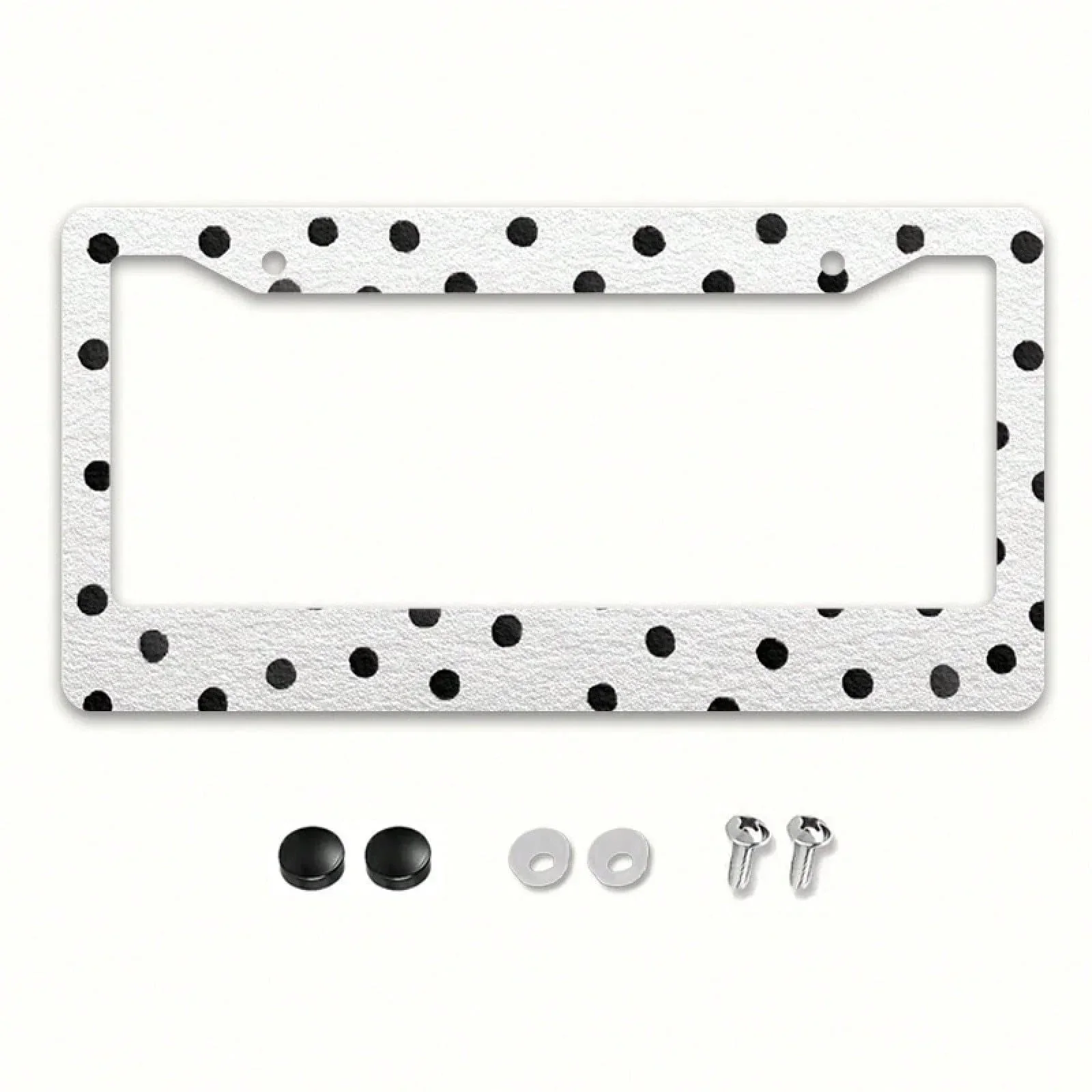 12x6 Inch Classic Polka Dot Car License Plate Frame, With Mounting Screws