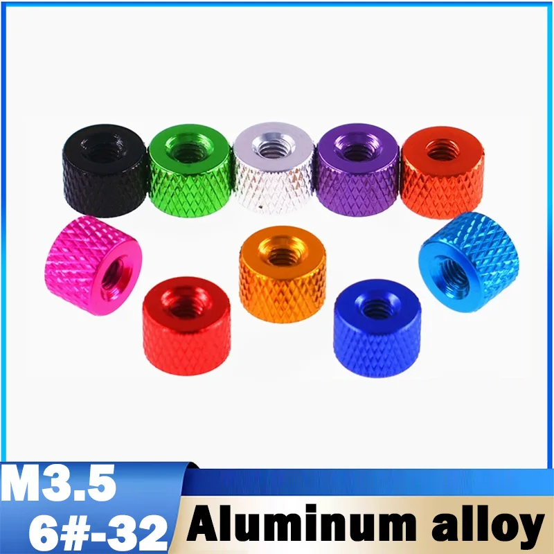1/2/5Pcs M3.5 6#-32 Colorful Aluminum Knurled Thumb Nut Round Nuts For PFV RC Model 10 Colors