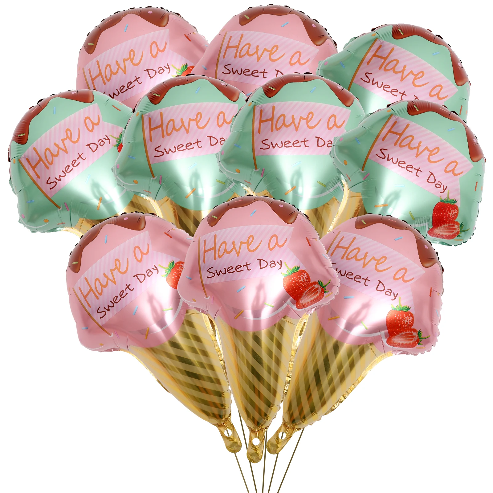 

10pcs Ice Cream Shaped Aluminum Foil Balloons Summer Decorative Party Wedding Birthday Bridal Shower Festive Atmosphere Balloon