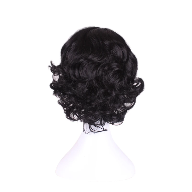 Anime Snow White Princess Wig Body Wave Hair Heat Resistant Synthetic Costume Wigs Short Black Cosplay Child