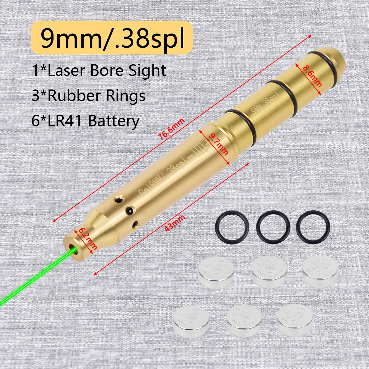 Tactical 9mm .22LR 7.62mm Green Red Dot Laser Pointer Bore Sight For Glock 43 17 AK47 .22LR Long Rifle Cartridge Boresighter