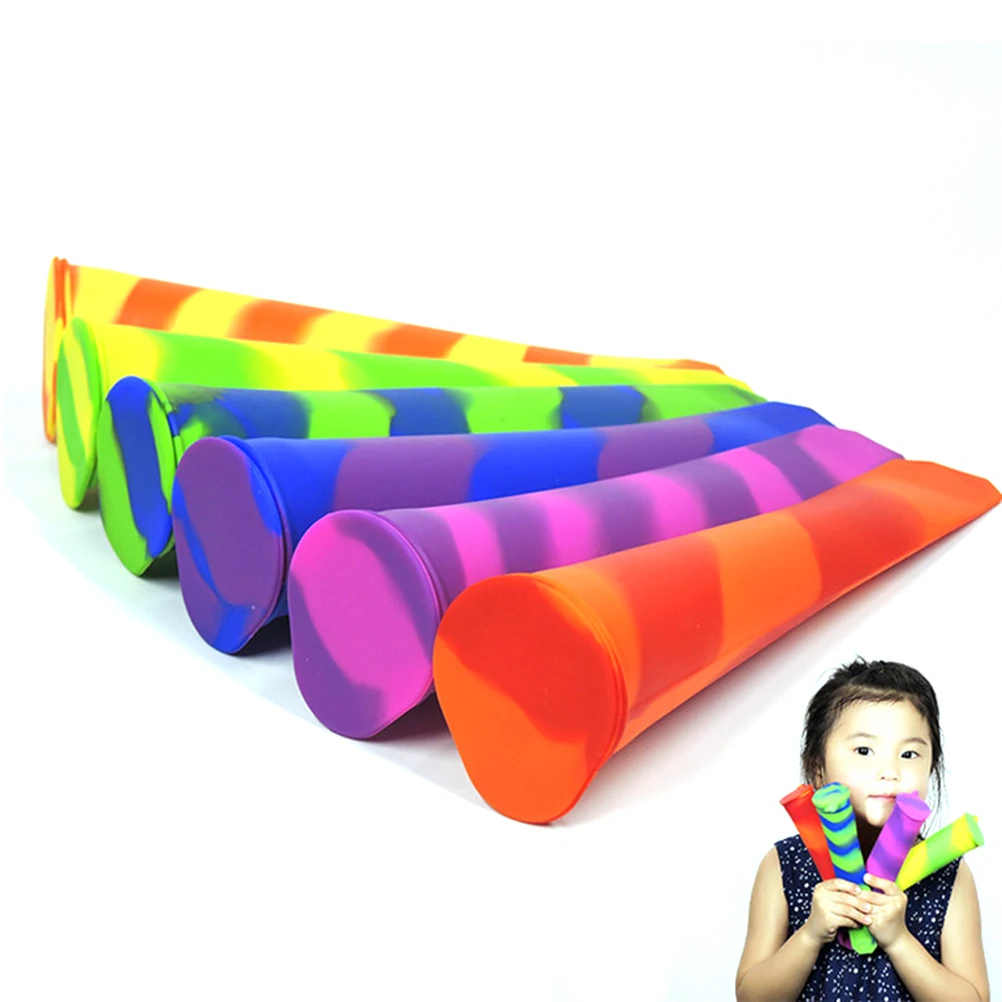 

6 Pcs Ice Pop Molds Silicone Tray Forms Cream Mold Food Grade Snacks Fruit Juice Yogurt Chocolate Summer DIY