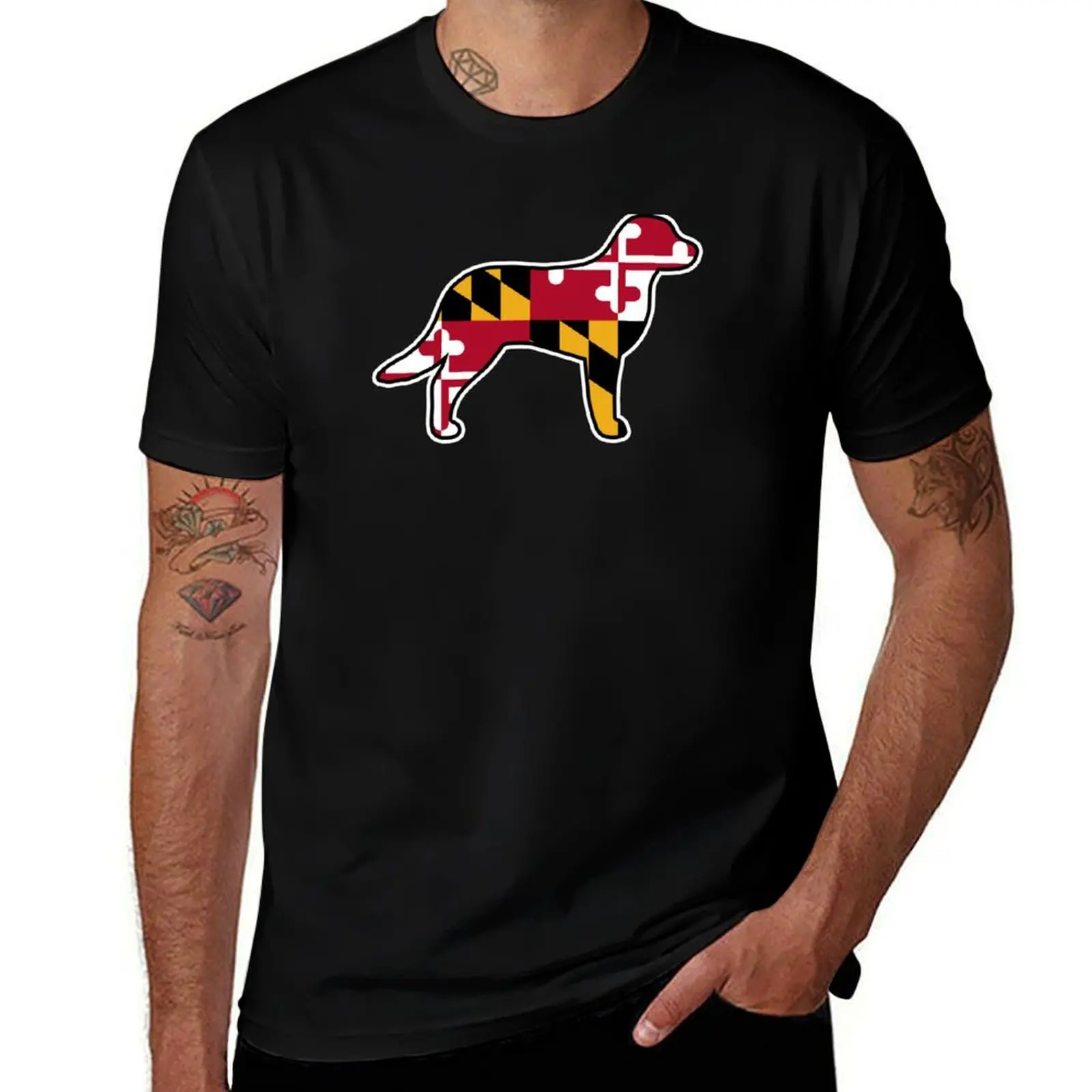 

Maryland Flag Chesapeake Bay Retriever Dog Silhouette T-Shirt topping graphics oversized t shirt men