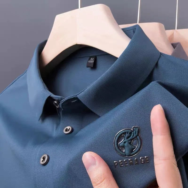 

Premium Deer Head Embroidery POLO Shirt Men's Summer New Trend Korean Ice Silk Breathable Short Sleeve T-shirt Men's Luxury Top