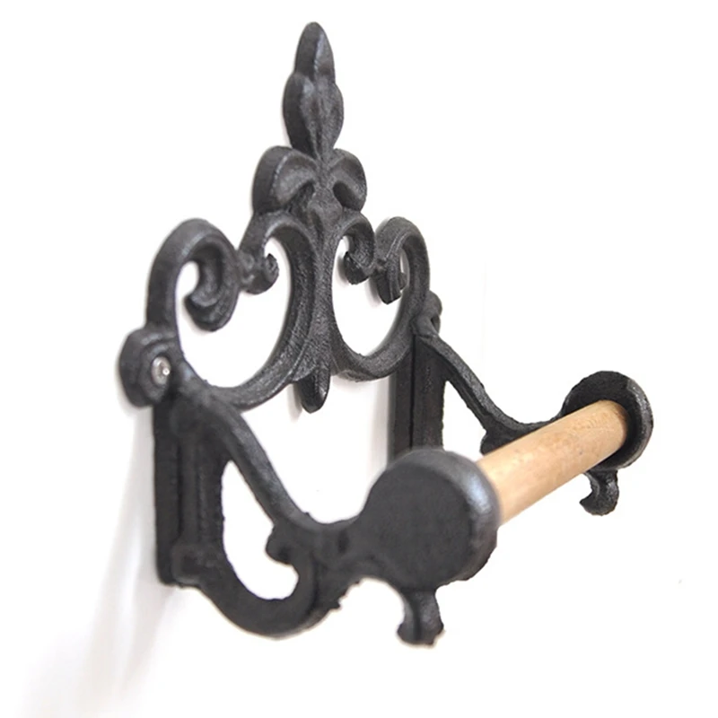A27R-Toilet Paper Holder Retro Wrought American Style Toilet Roll Holders Wall Mounted For Home Black Bathroom Accessories
