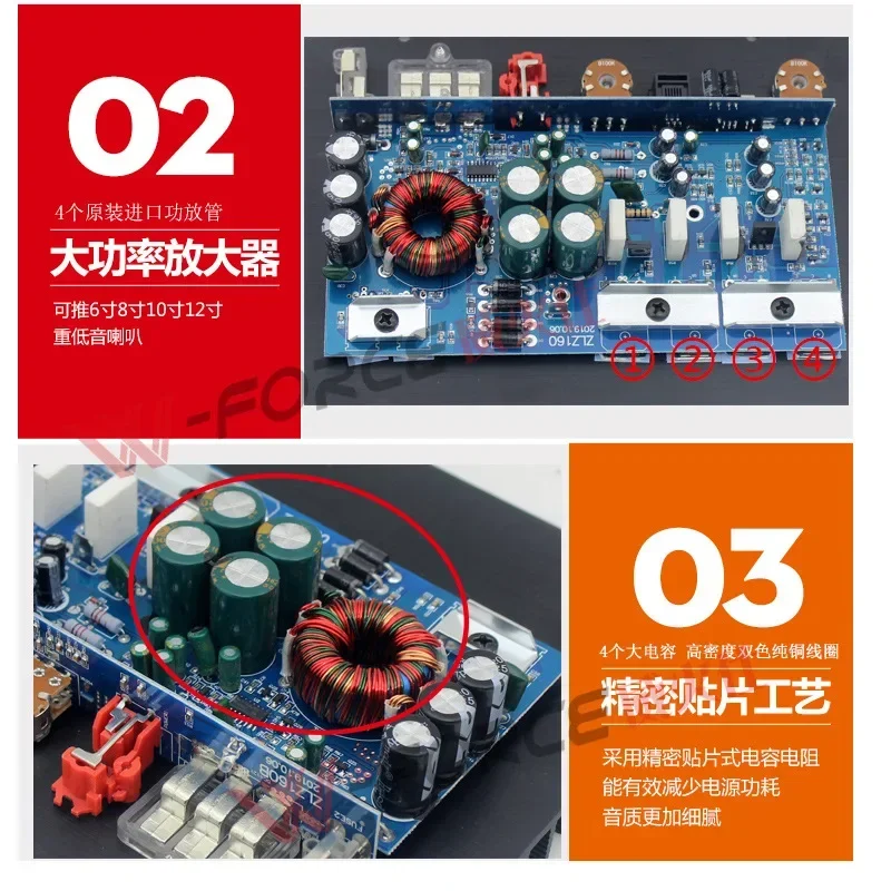 

New 2025 1500W subwoofer amplifier single channel mono pure bass amplifier board 12V