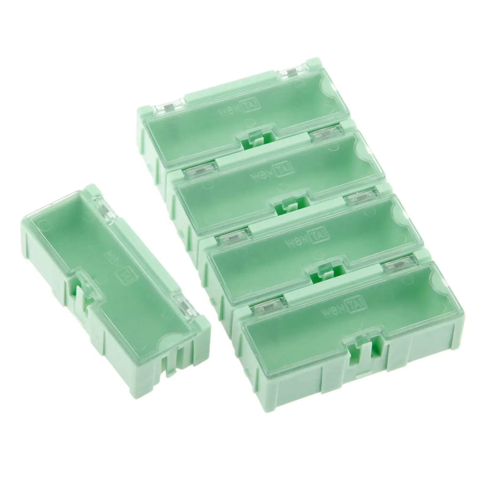 5Pcs Plastic Small Objects Electronic Component Parts Cases SMT/SMD Kit Storage Tool Box Organizer Dis/Assembly Green 75*32*21mm