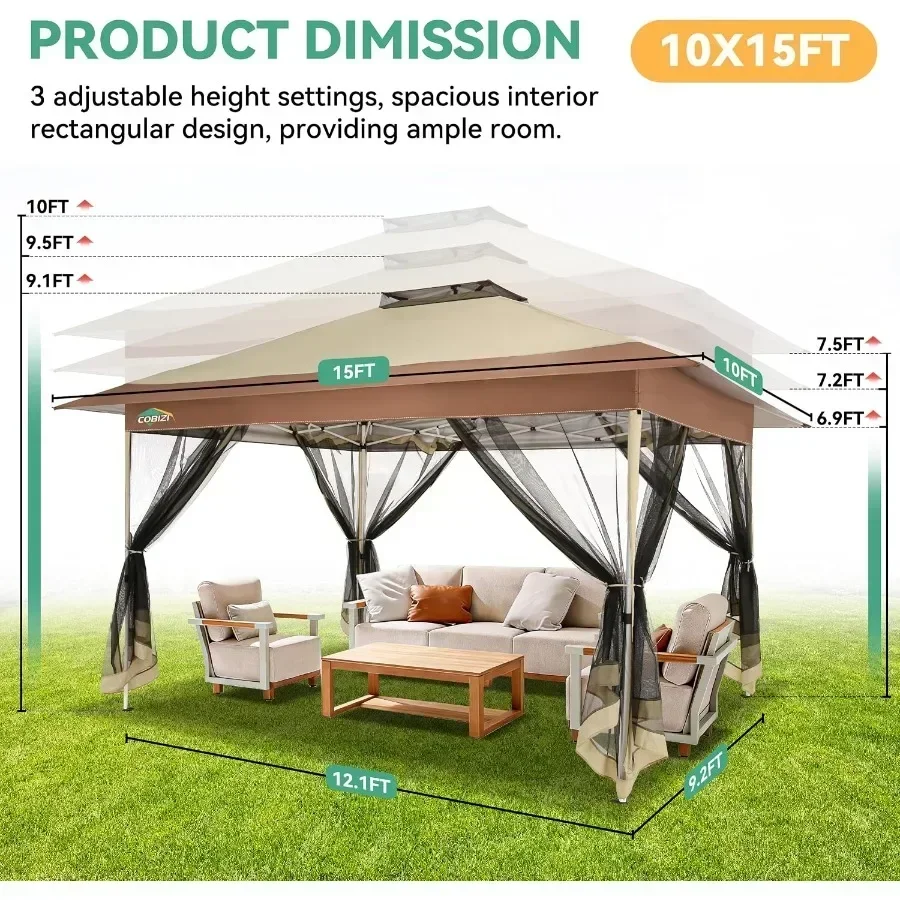 Pop up Gazebo on Clearance, Outdoor Pop up Heavy Duty Canopy Tent, Carpas Para Patio, Screen Tents with Portable Carry Bag, Pat