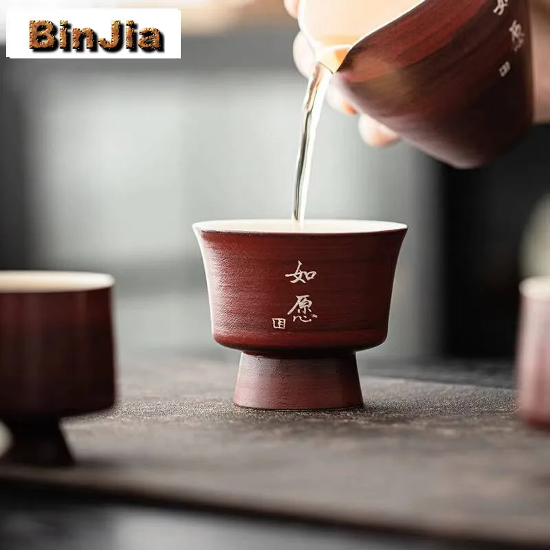 2 قطعة/الوحدة الزعرور الأحمر الوردي يين ماستر كوب اليابانية النقي الفضة مكتوبة بخط اليد فنجان الشاي خمر وعاء الشاي الجميل العطور 65 مللي
