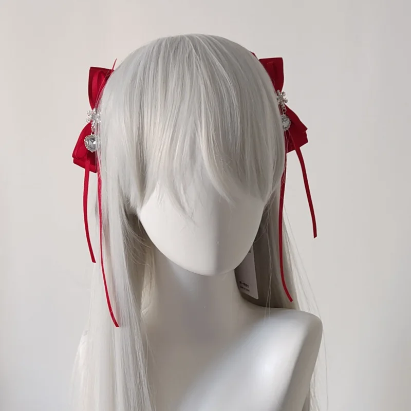 

Red Bow Hair Clip Girl's Headwear New Year Atmosphere Ponytail Three-dimensional Double Bow Ribbon Hair Accessory