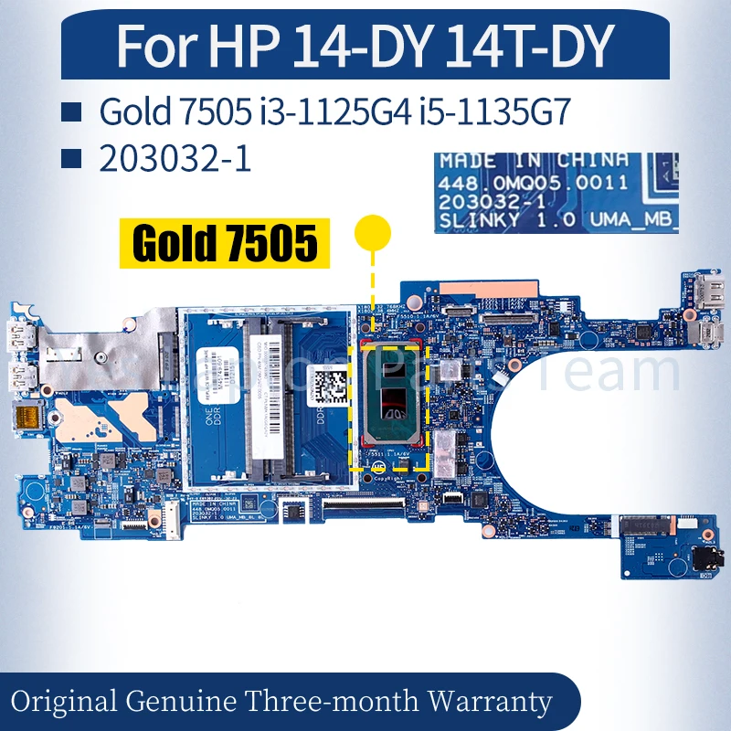 

203032-1 For HP 14-DY 14T-DY Laptop Mainboard M45032-601 M45034-601 Gold 7505 i3-1125G4 i5-1135G7 Notebook Motherboard