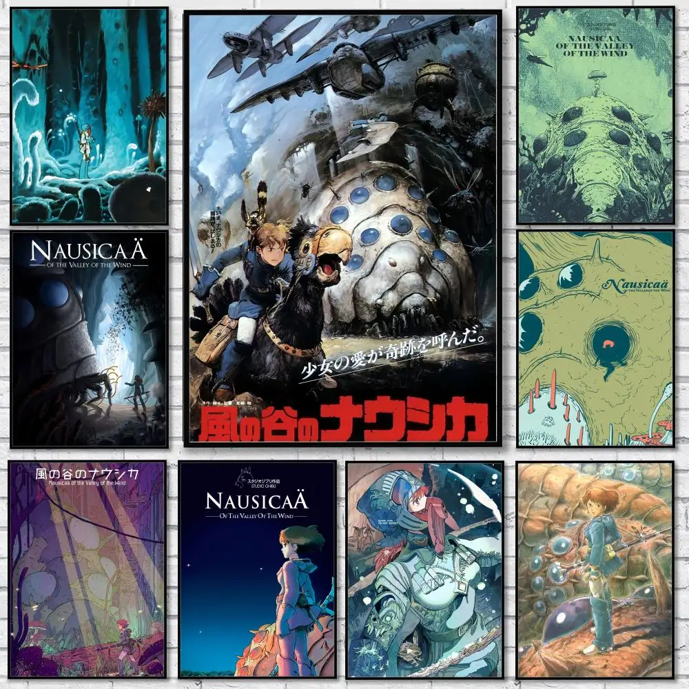 Movie Nausicaa of the Valley of the Wind Poster Sticker Self Adhesive for Playroom Bedroom Hallway Home Wall Art Decor Gift