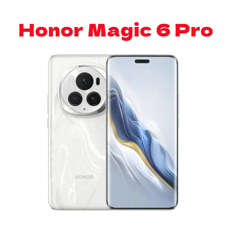 هاتف محمول Honor Magic 6 Pro 5G جديد بطارية 5600 مللي أمبير في الساعة 80 وات 6.80 بوصة OLED 120 هرتز 50 ميجابكسل خلفي ثلاثة كاميرا أندرويد 14 NFC