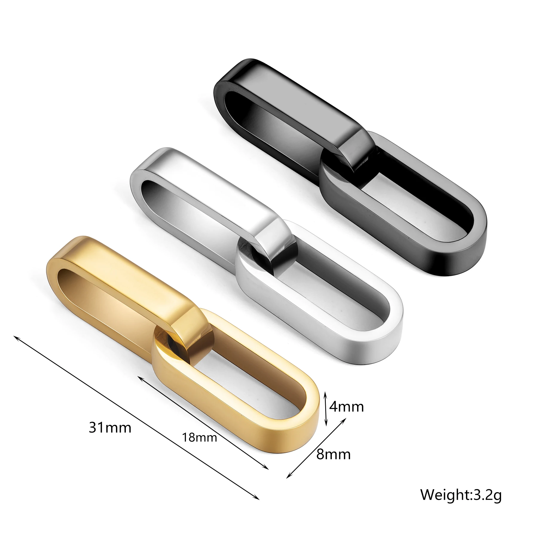 2개 세트 광택 스테인리스 스틸 이중 연결 버클 팔찌 - Jewelry Making Materials Wholesale 리뷰 및 가격