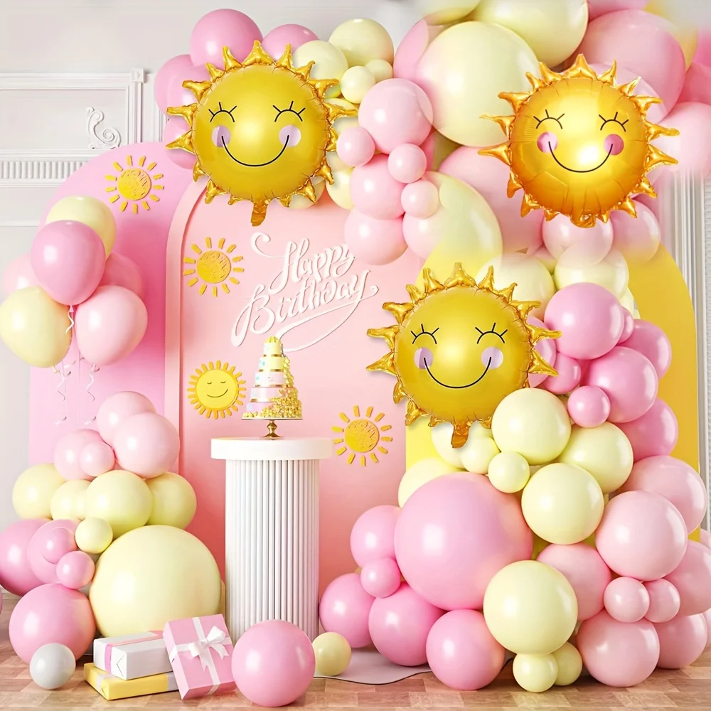 1pc/18PCS Maca Pink Yellow Balloon Garland Set Suitable for Back To School Decoration,Birthday Party Balloon Decoration Supplies
